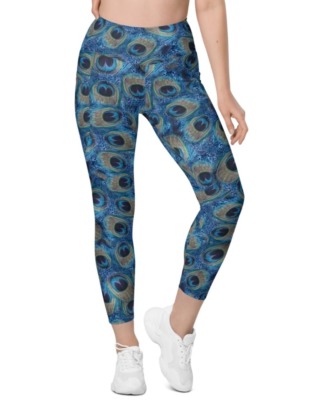 Emily Hsu Designs Peacock Feather Leggings - Blue Teal